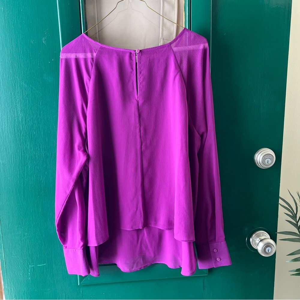 Apt. 9 Purple-Magenta Long-Sleeve Sheer Yoke Blouse size XL - Picture 5 of 5